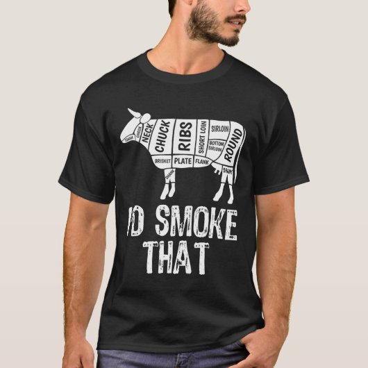 T-shirt Je fumerais ce barbecue de vache Fumer Grillant M (Devant)