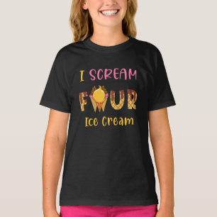 T-shirt Je hurle Quatre Crème de glace Enfants Garçon Fill