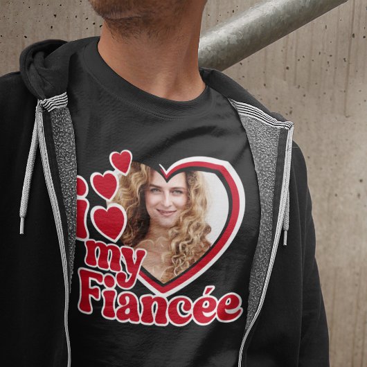 T-shirt Je J'aime Ma Fiancée Photo Personnalisée