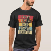 T-shirt Je Joue Comme Une Fille Essaie De Garder Retro Vin (Devant)