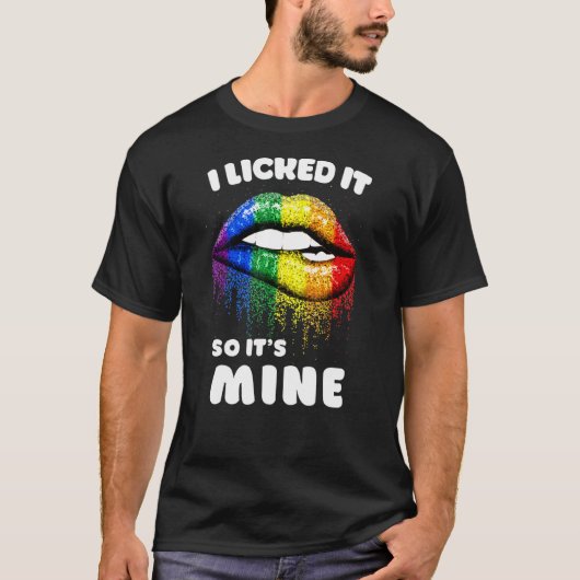 T-shirt Je L'Ai Laissé Donc Sa Mine - Lgbt Lips Rainbow -  (Devant)