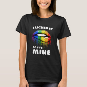 T-shirt Je L'Ai Laissé Donc Sa Mine - Lgbt Lips Rainbow -