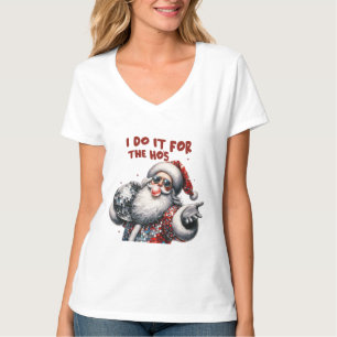 T-shirt Je le fais pour les Ho's, Retro Père Noël