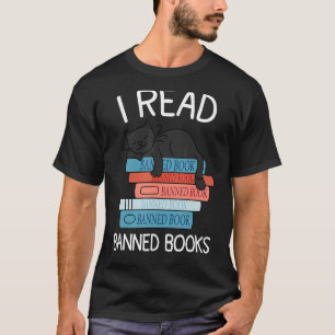T-shirt Je lis des livres interdits Black Cat Reader Bibli