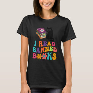 T-shirt Je lis des livres interdits Black Cat Reader Bookw
