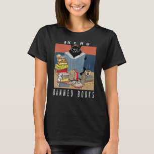 T-shirt Je lis des livres interdits Black Cat Reader Bookw