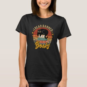 T-shirt Je Lis Livres Interdits Bibliothèques Black Cat Re