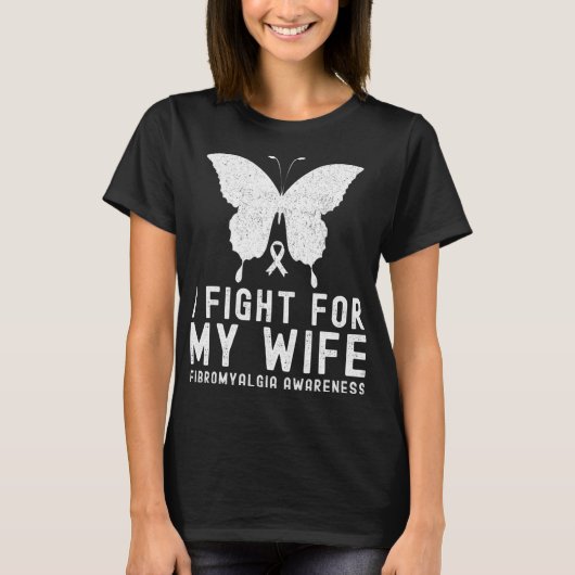 T-shirt Je Lutte Pour Mon Épouse Fibromyalgie Mois B (Devant)