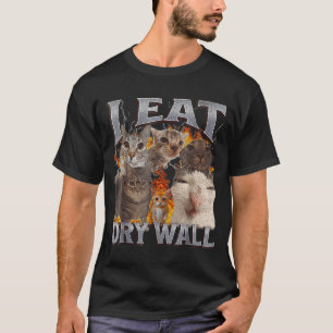 T-shirt Je mange de la cloison sèche Mème de chat drôle Gr