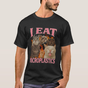 T-shirt Je mange des microplastiques Mème de chat drôle Bo