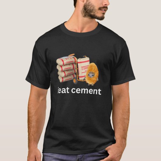 T-shirt Je Mange Du Ciment Drôle Maudit Mème De Chat (Devant)