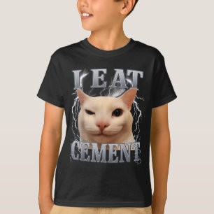 T-shirt Je mange du ciment Mème de chat idiot Drôle Hommes