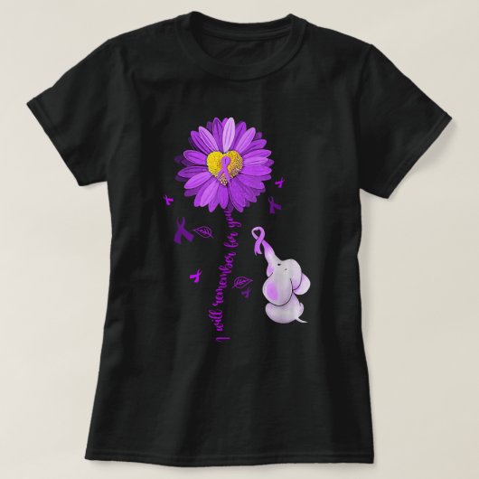 T-shirt Je me souviendrai pour vous Elephant Alzheimer's A (Design devant)