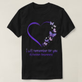 T-shirt Je me souviens pour vous Alzheimer Sensibilisation (Design devant)