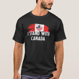 T-shirt Je me tiens avec le drapeau canadien américain des
