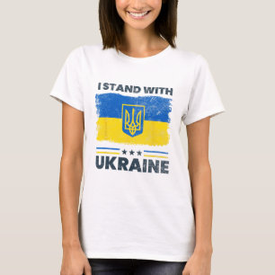 T-shirt Je me tiens avec le drapeau de l'Ukraine - Drapeau