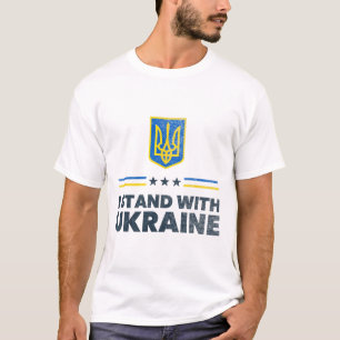 T-shirt Je me tiens avec le drapeau de l'Ukraine - Drapeau