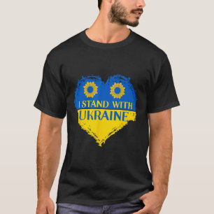 T-shirt Je me tiens avec le drapeau du cœur de l'Ukraine S
