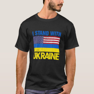 T-shirt Je Me Tiens Avec L'Ukraine Drapeau Américain Souti