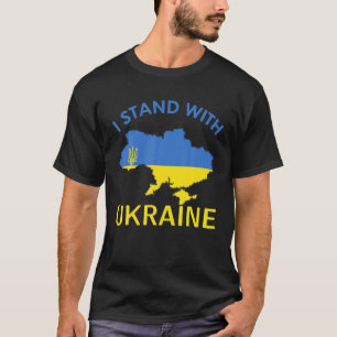 T-shirt Je Me Tiens Avec L'Ukraine Drapeau Emblème Carte P