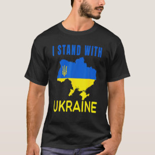 T-shirt Je Me Tiens Avec L'Ukraine Drapeau Emblème Carte P