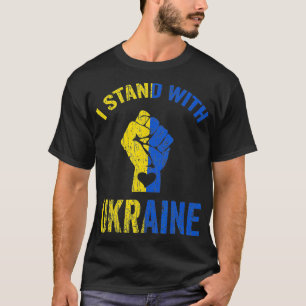 T-shirt Je me tiens avec l'Ukraine, drapeau ukrainien, amo