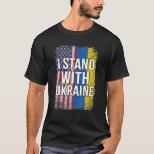T-shirt Je Me Tiens Avec L'Ukraine Ukrainien Américain Dra
