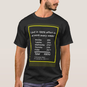 T-shirt Je mets 100 efforts au travail chaque semaine Humo