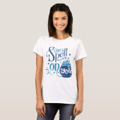 T-shirt Je mets un sort sur toi Cauldron Blue Halloween (Devant entier)