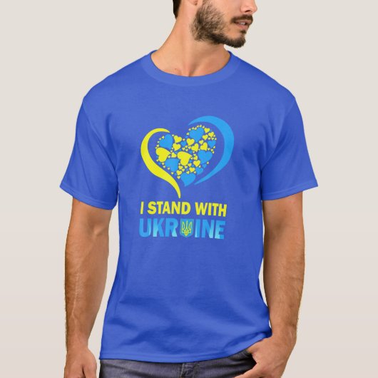 T-shirt Je M'Interviens Avec L'Ukraine Le Coeur De Paix Uk (Devant)