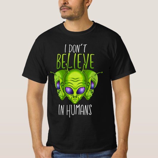 T-shirt Je ne crois pas aux humains (Devant)
