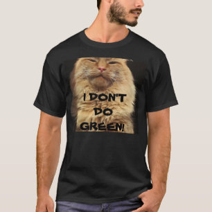 T-shirt Je ne fais pas Green Orange Grumpy Kitty