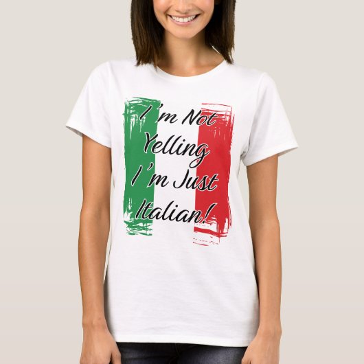 T-shirt Je ne hurle pas Je ne suis qu'italien - drapeau it (Devant)