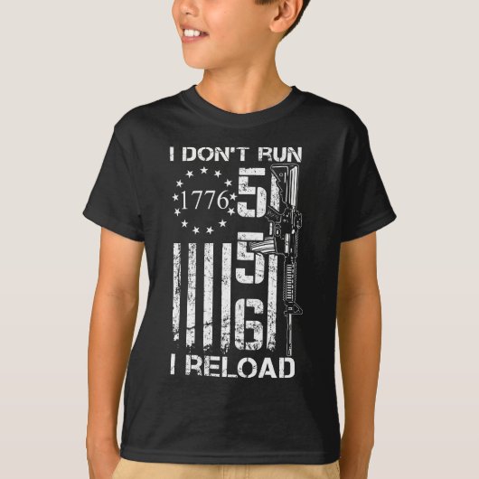 T-shirt Je ne lance pas Je recharge USA Flag Pro Guns AR15 (Devant)