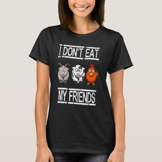 T-shirt Je ne mange pas mes amis Vegan végétarien (Devant)