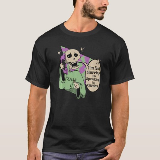 T-shirt Je ne me moque pas de parler en cursive (Devant)