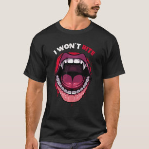 T-shirt Je ne mordrai pas Vampire dents Lèvres rouges Mons