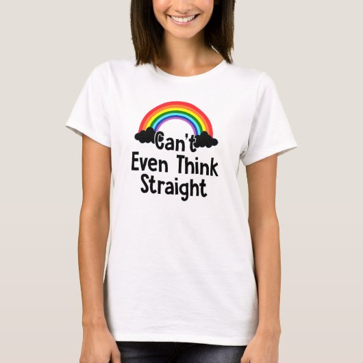 T-shirt Je ne peux même pas penser directement Rainbow Lgb (Devant)