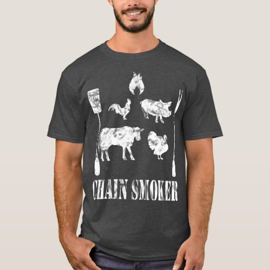 T-shirt Je Ne Peux Pas Cesser De Fumer Chaîne Fumer Viande (Devant)