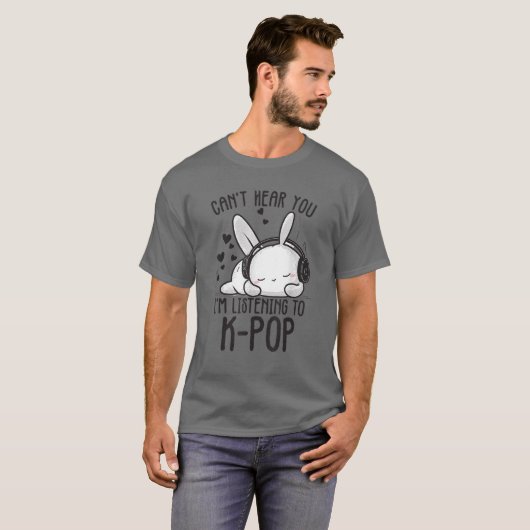 T-shirt Je ne peux pas vous entendre J'écoute Kpop Rabbit  (Devant entier)