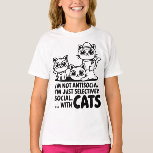 T-shirt Je ne suis pas des chats antisociaux