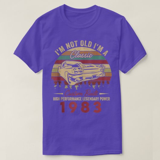 T-shirt Je ne suis pas vieux Je suis un classique né 1983 (Design devant)
