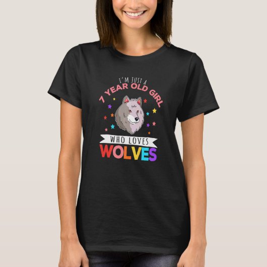 T-shirt Je ne suis qu'une fille de 7 ans qui aime Wolves W (Devant)