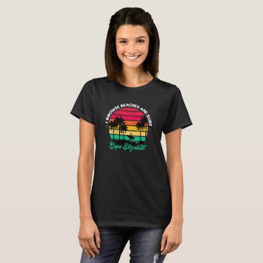 T-shirt Je Parcoure Les Plages Et Surf Cape Elizabeth Surf (Devant entier)