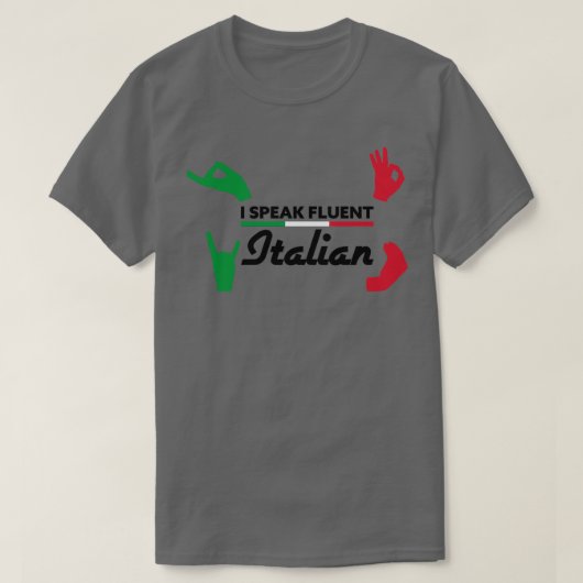 T-shirt Je parle couramment italien geste main sur blanc (Design devant)