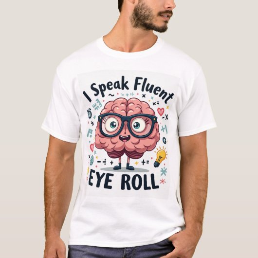 T-shirt Je parle couramment le roulement d'yeux - Drôle de (Devant)