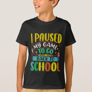 T-shirt Je Pause Mon Jeu À Retour À L'École Étudiant Premi