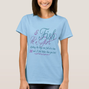 T-shirt Je pêche comme une fille Engin de pêche