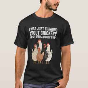 T-shirt Je pensais juste aux poules drôle de F de poulet
