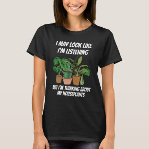 T-shirt Je pense à mes plantes ménagères vertes Poted Hou